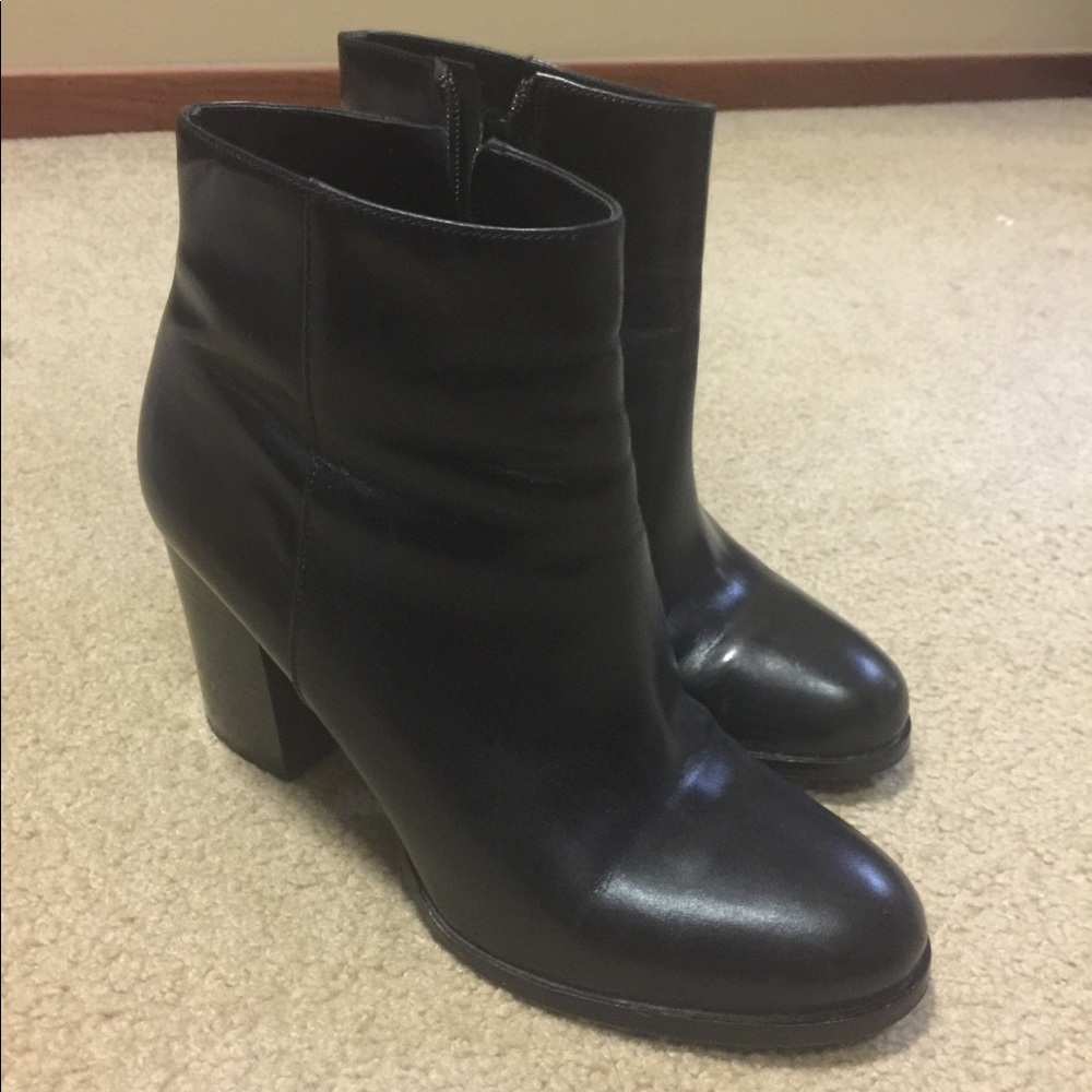 Black leather booties